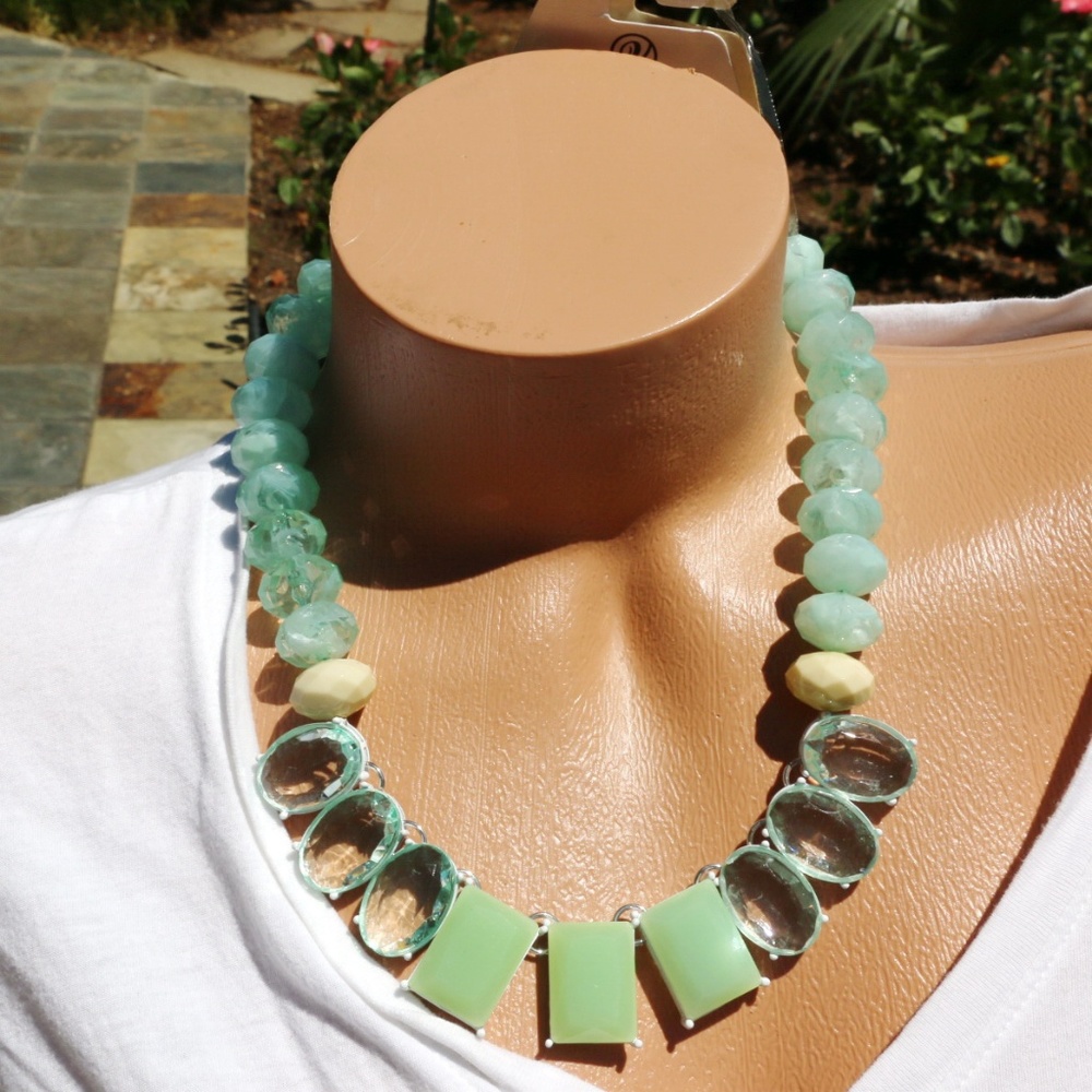 New! Mint Chunky Boho Statement Necklace Wow!